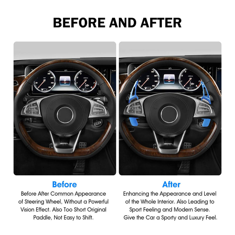  [AUSTRALIA] - For Mercedes Benz Paddle Shifter Extensions, Partol Aluminum Metal Car Steering Wheel Shift Blade Paddle Shifter Fit For For Benz A B C CLA CLS E G GL GLA GLC GLE GLS Metris S SL SLC Class (Blue) Blue-Benz