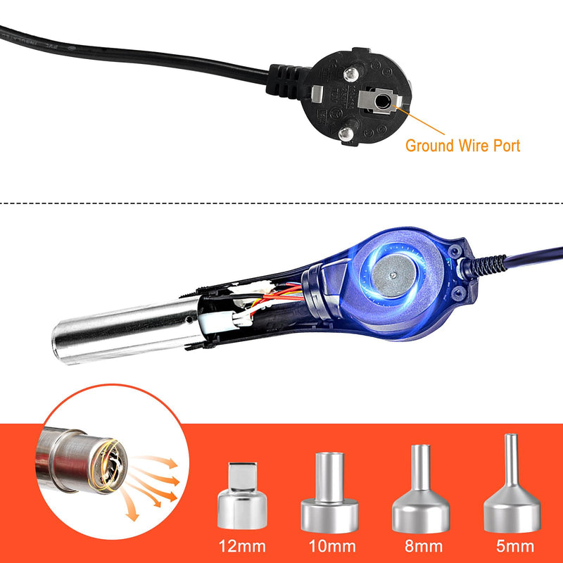  [AUSTRALIA] - 858D hot air soldering station, techextra hot air soldering device, rework station LED digital display 100-480°C, 700W hot air soldering station with 3 hot air dryer mouthpieces for BGA, SOIC, CHIP, QFP, PLCC SMD 858D