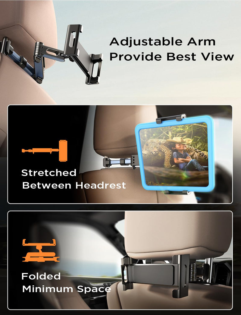  [AUSTRALIA] - LISEN Tablet iPad Car Holder Back Seat - Stretchable Tablet Holder for Car Headrest, Road Trip Must Haves Tablet iPad Car Mount Car Accessories for Kids Fits All 4.7-12.9" Devices