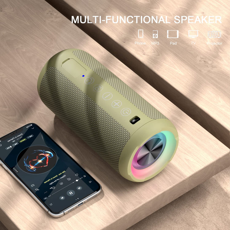  [AUSTRALIA] - Ortizan Portable Bluetooth Speakers, IPX7 Waterproof Wireless Speaker with 24W Loud Stereo Sound, Outdoor Speaker with Bluetooth 5.3, Deep Bass, RGB Lights, Dual Pairing, 30H Playtime for Home, Party Sand