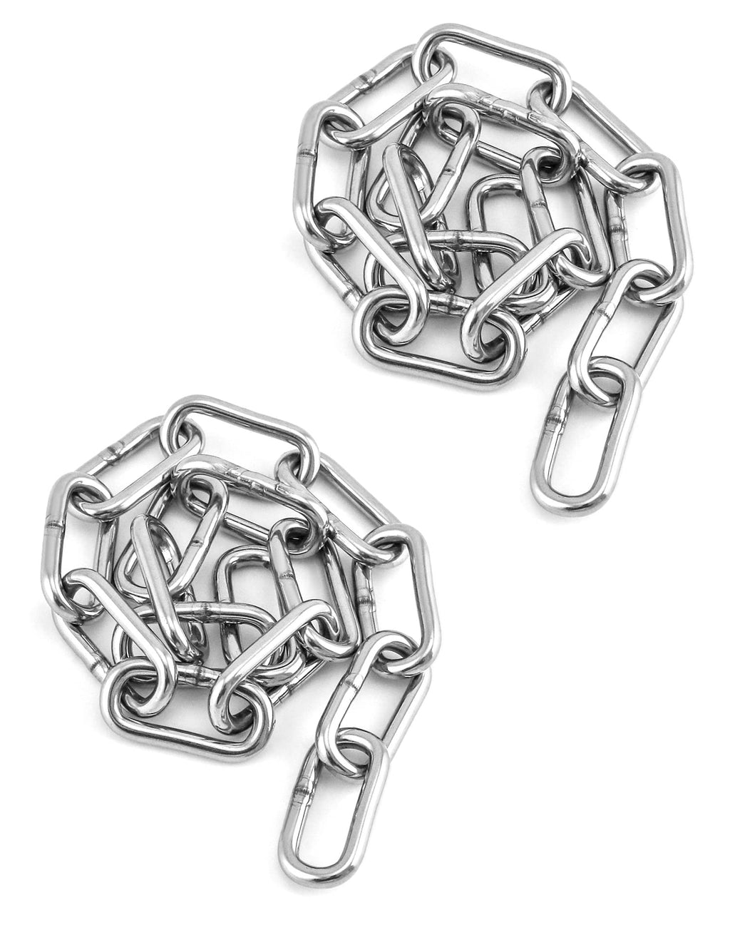 [AUSTRALIA] - QWORK Stainless Steel Safety Chain, 2 Pcs 20" (L) x 0.20" (T) Long Ring Link Coil Chain for Suspension Traction