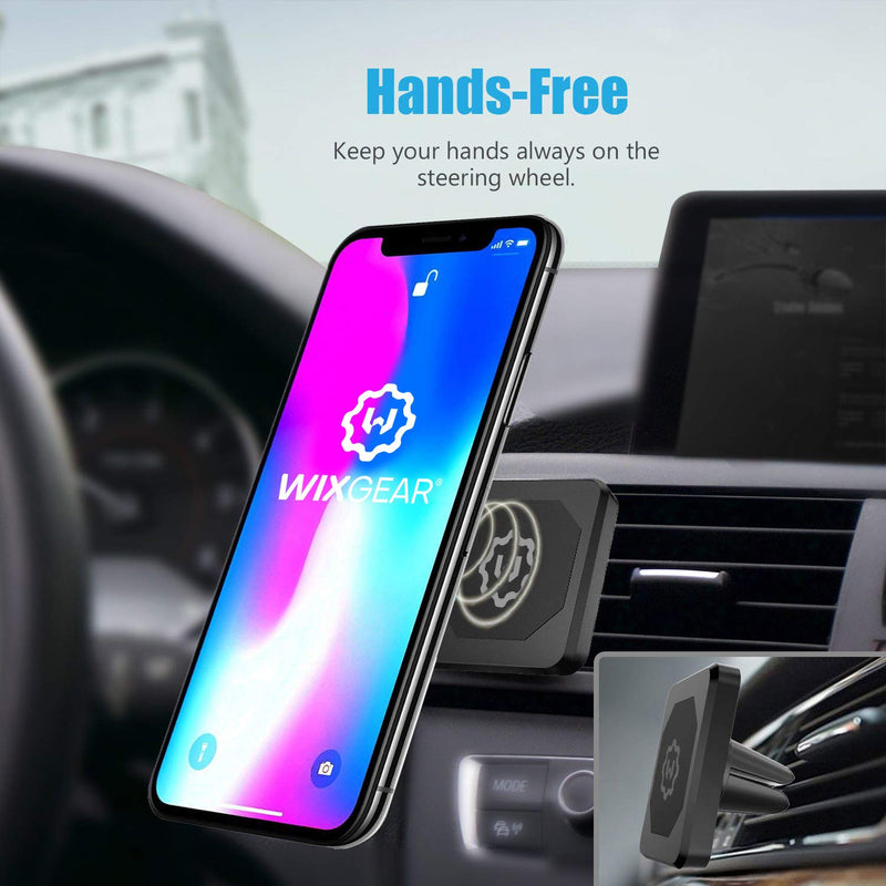  [AUSTRALIA] - WixGear Universal Air Vent Magnetic Phone Car Mount Holder for Cell Phones with Fast Swift-Snap Technology, Magnetic Cell Phone Mount [New Stronger Square Design]