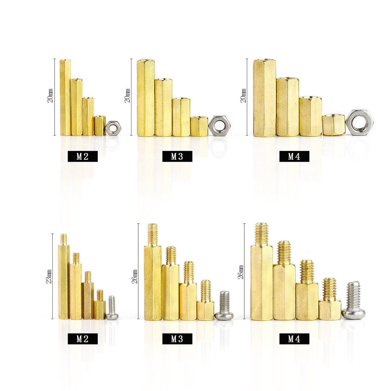 Sutemribor 420PCS M2 M3 M4 Male Female Hex Brass Spacer Standoff Screw Nut Assortment Kit - LeoForward Australia