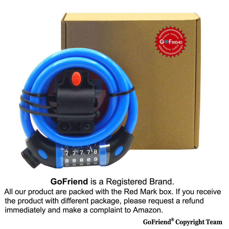 GoFriend Bike Lock High Security 5 Digit Resettable Combination Coiling Cable Lock Best for Bicycle Outdoors, 1.2mx12mm Blue - LeoForward Australia