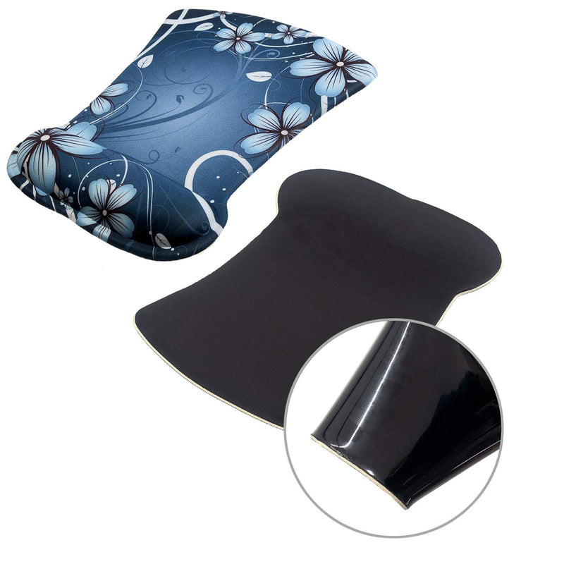 AUPET Keyboard Wrist Rest Pad and Mouse Wrist Rest Support Mouse Pad Set,Non Slip Rubber Base Wrist Support with Ergonomic Memory Foam Durable Comfortable for Easy Typing & Pain Relief(Blue Flower) Blue Flower - LeoForward Australia
