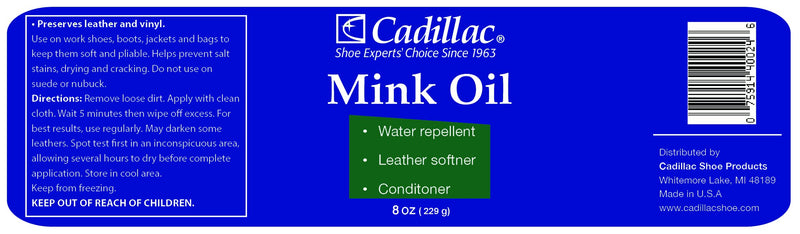  [AUSTRALIA] - Cadillac Mink Oil for Leather Boots Shoes - Waterproof Leather - Water Repellent Softener & Conditioner Renovator Paste 8 oz