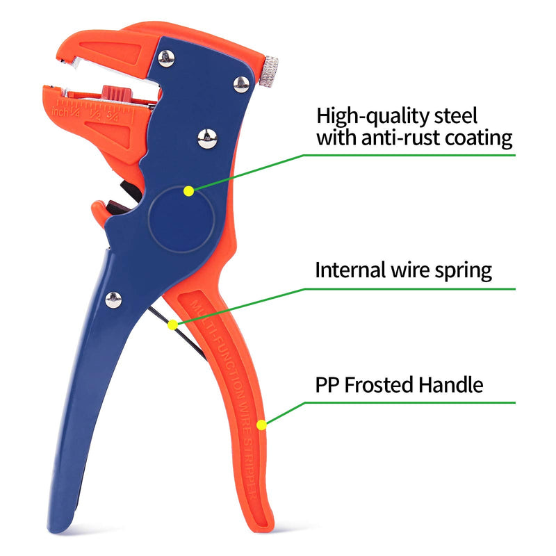  [AUSTRALIA] - BOENFU Speaker Wire Stripper Quick Wire Stripping Tool 14-24 AWG Auto Stripper Small Gauge Electrical Pliers with Spring,7 inches