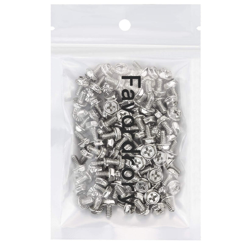  [AUSTRALIA] - Favordrory Toothed Hex 6/32 Screw 6# -32Computer PC Case Hard Drive Motherboard Mounting Screws, 100 PCS