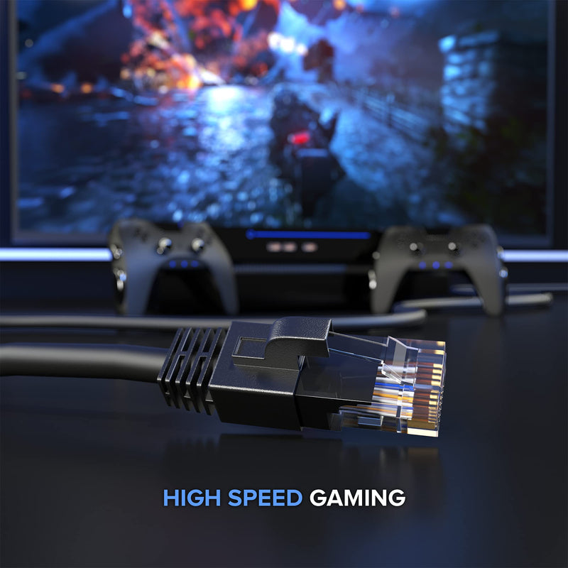  [AUSTRALIA] - Ethernet Cable 50 ft CAT6 High Speed Internet Network LAN Patch Cable Cord (50 feet, Black) 50 Feet