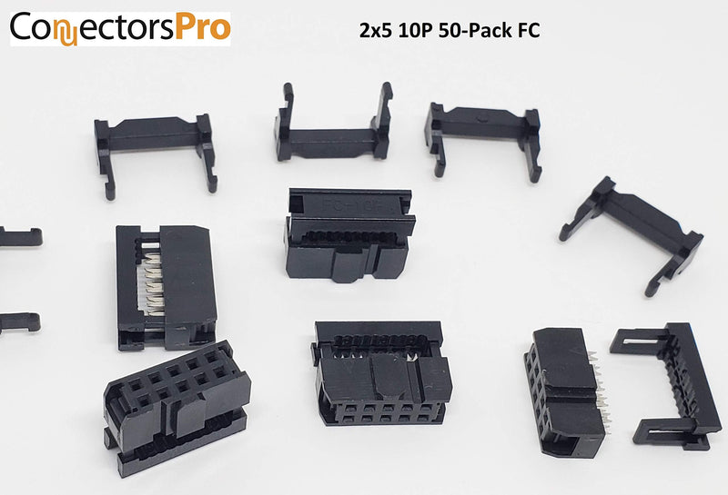  [AUSTRALIA] - PC Accessories - Connectors Pro 50-Pack 2X5 10P 2.54mm Dual Rows IDC Sockets for Flat Ribbon Cable, 10 Pins FC Female Connector