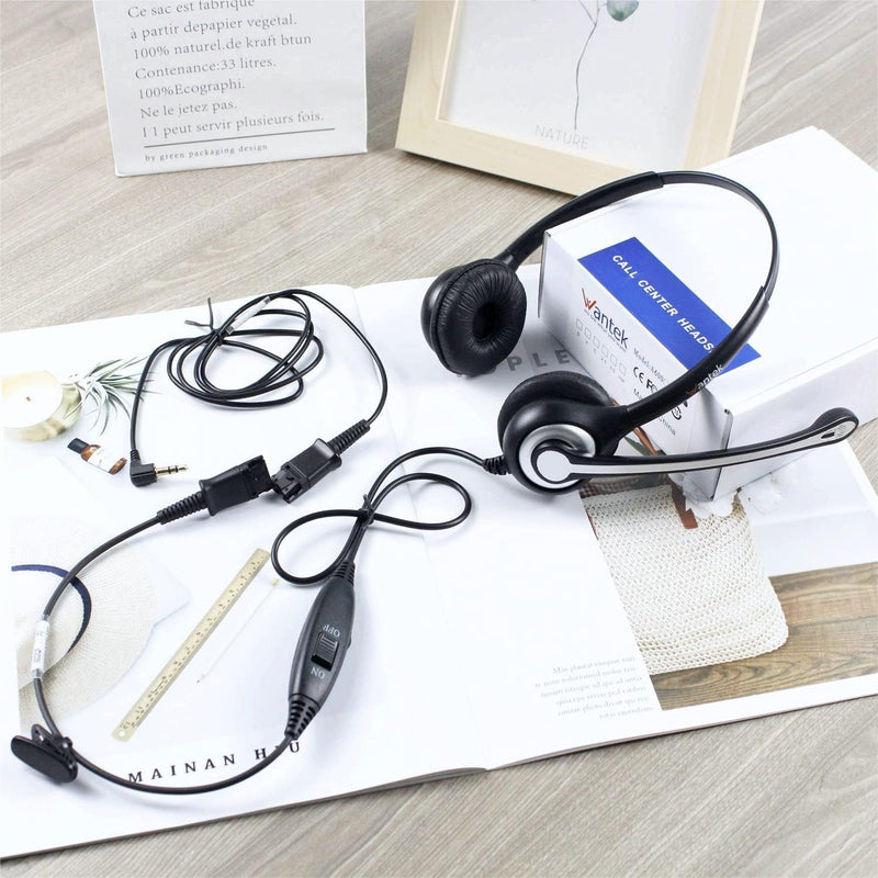  [AUSTRALIA] - 3.5mm Telephone Headset with Microphone Noise Cancelling & Quick Disconnect, Dual-Ear Office Phone Headset Work for Alcatel-Lucent IP Touch 4028 4029 4038 4039 4068 8028 8029 8039 Landline Phones Binaural