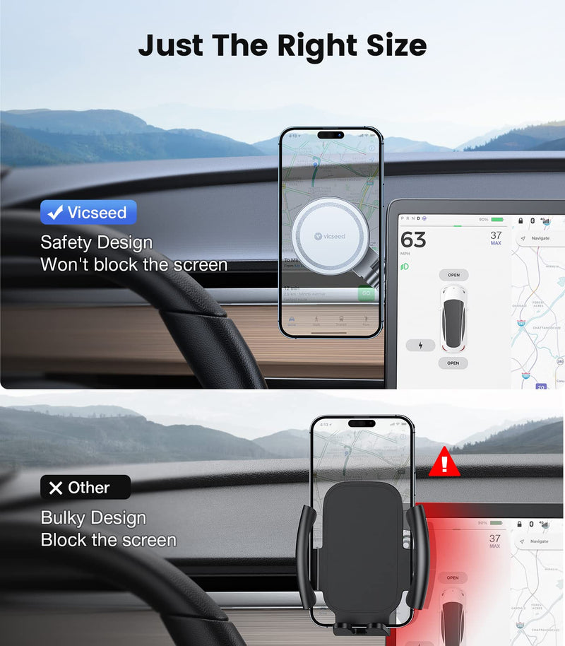  [AUSTRALIA] - VICSEED Tesla Phone Mount【Strongest Magnet Power】Foldable Hidden Tesla Phone Holder Fit for All Phone, Tesla Model 3 Model Y for MagSafe Car Mount, Tesla Model Y Accessories, Tesla Model 3 Accessories