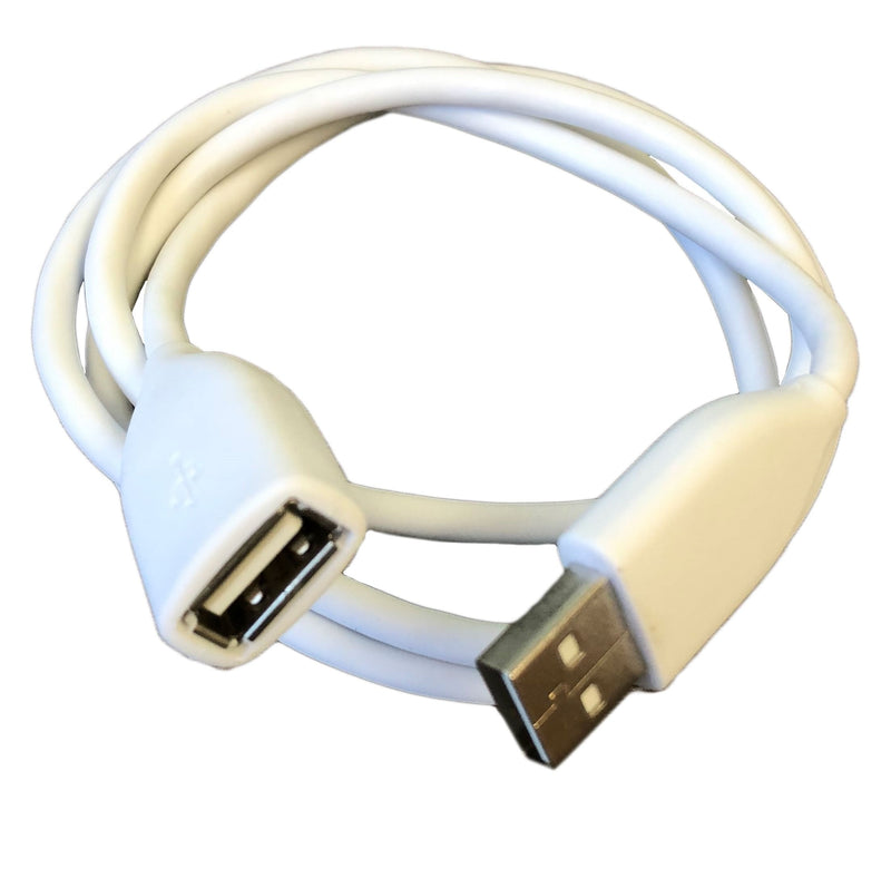  [AUSTRALIA] - USB 2.0 Male to Female 3 Foot Extension Cable | White 36" inch Extension Cables for phone charger, Tablet, Computer USB Ports - Pack of 2