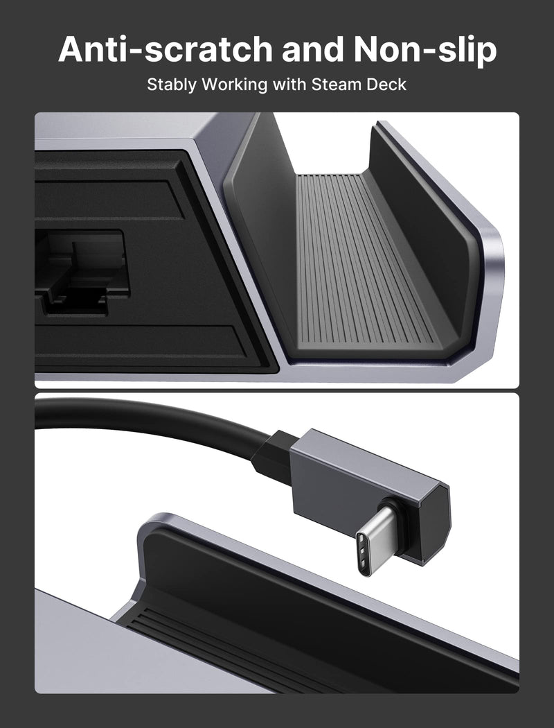  [AUSTRALIA] - JSAUX Docking Station and 45W Charger Compatible with Steam Deck, 5-in-1 Dock with HDMI 2.0 4K@60Hz, 100Mbps Ethernet, Dual USB-A 2.0 and 100W Charging USB-C Port for Steam Deck/ROG Ally -HB0602 Gray with 45W Charger