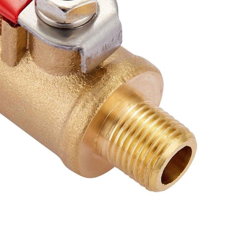  [AUSTRALIA] - Minimprover Heavy Duty Brass 2 PCS Inline Mini Ball Valve Shut Off Switch, 1/8" NPT Male x 1/8 INCH NPT Female Pipe Fittings, 180 Degree Operation Handle, Rated to 600 WOG for Tank Drain 1/8"NPT