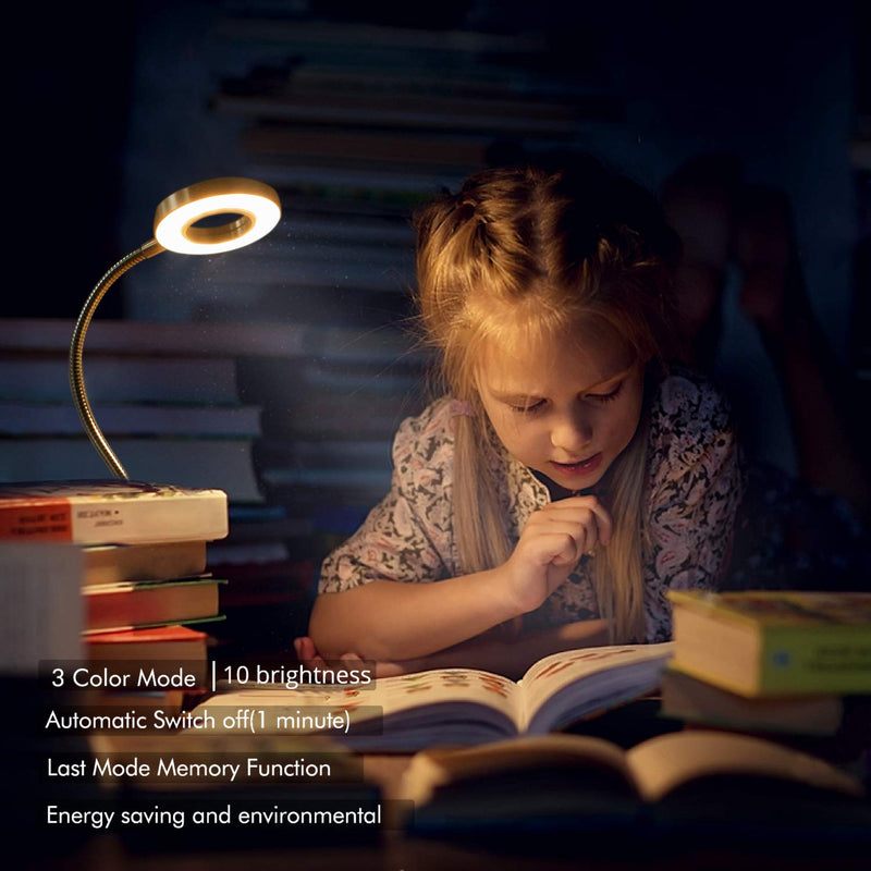 Semlos LED Reading Lights, USB Desk Lamp , Clip on Light for Bedroom, 3 Lighting Modes 10 Brightness Levels, Clip Gooseneck Lamp, Memory Function, Auto Off(Silver, 8W) - LeoForward Australia