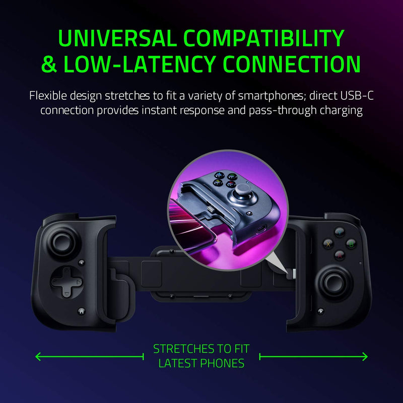  [AUSTRALIA] - Razer Kishi Mobile Game Controller / Gamepad for Android USB-C: Xbox Game Pass Ultimate, xCloud, Stadia, GeForce NOW, Luna - Passthrough Charging - Low Latency Phone Controller Grip - Samsung, Pixel