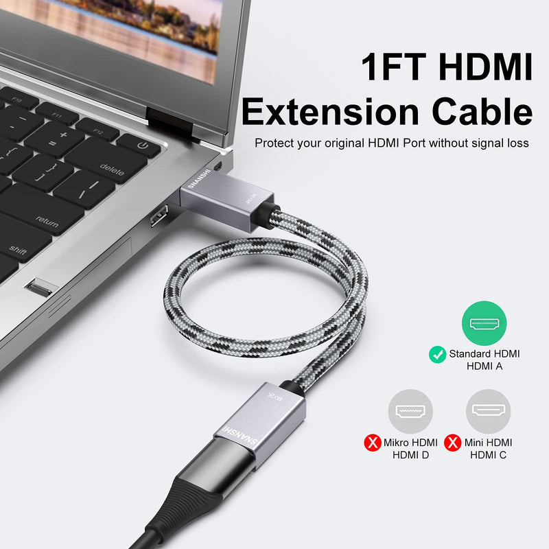 HDMI Extension Cable for Fire Stick, SNANSHI HDMI Extender for Fire Stick HDMI Cable Extension HDMI Male to Female Cable for Roku Stick,Chromecast, HDTV,Xbox360, PS3/PS4 4k @60 HZ 1 Feet hdmi extension cable 1 ft - LeoForward Australia
