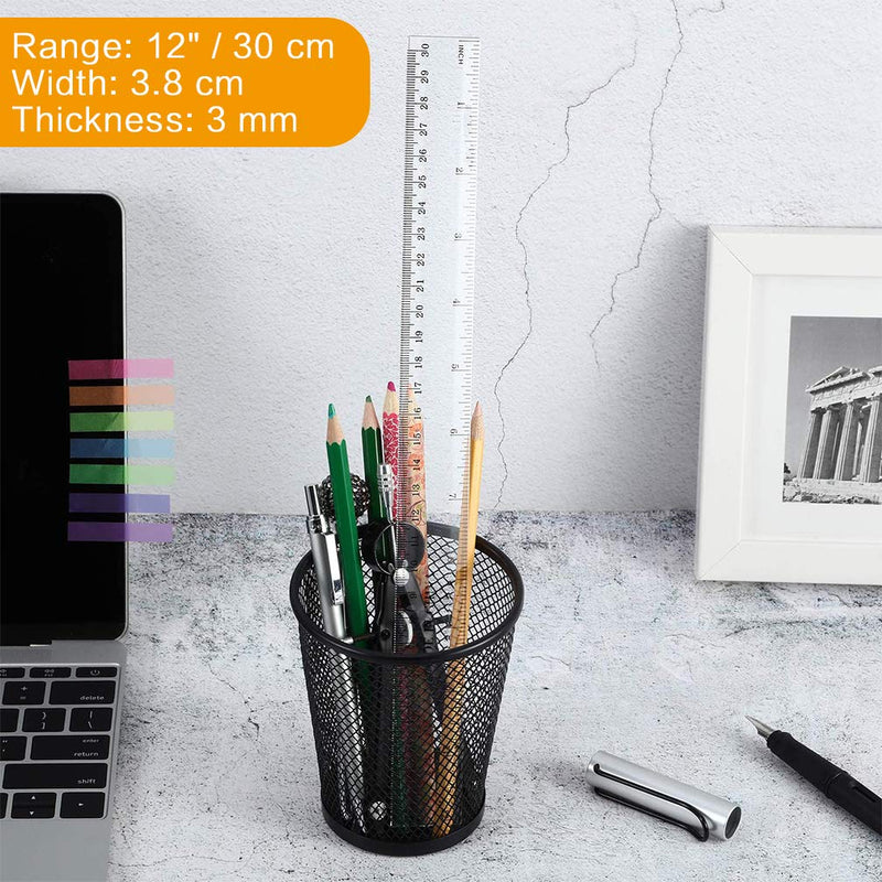  [AUSTRALIA] - 12 Inches Plastic Straight Hard Ruler Viaky See Through Flexible Ruler with Inches and Metric Measuring Tool for Student School Office, Clear(2 Pack) …