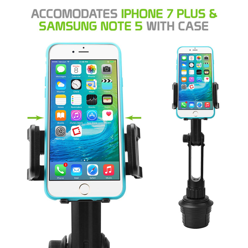 Cellet PH650 Car Cup Holder Mount Smart Phone Cradle Compatible for iPhone 12 11 Pro max Xs Max Xr X 8 Plus Samsung Note 10+ 9 8 5 Galaxy A50 A6 S10 S10+ S9 Plus S8+ Active J7 V J3 V Extra Long Neck Height - 13 in - LeoForward Australia