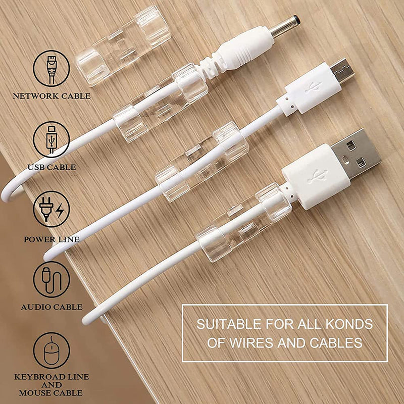  [AUSTRALIA] - Cable Clips with Strong Acrylic Transparent Adhesive Removing Without Leaving Traces, Wire Clips USB Charging Data Line Organizer Cable Management Clips (20-pcs, White) 20-pcs