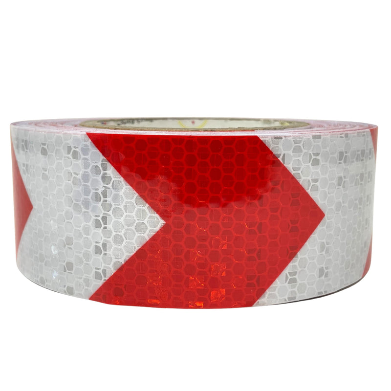  [AUSTRALIA] - [ALL STAR TRUCK PARTS] Red Arrow Reflective Tape, 2" Hazard Warning Tape Waterproof - High Intensity Reflector Conspicuity Safety Tape Strong Adhesive Crystal Lattice Red White Arrow (2 IN x 30 FT) 2 IN x 30 FT