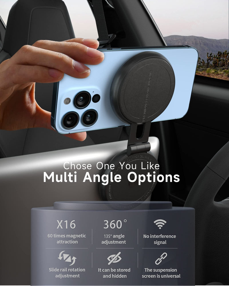  [AUSTRALIA] - 2022 Newest Car Phone Holder Mount for Tesla Model 3/X/Y/S, 540° Free Rotation Invisible Foldaway, Magnetic Car Mount Phone Holder for MagSafe Design Compatible iPhone Samsung Cell Phones Black