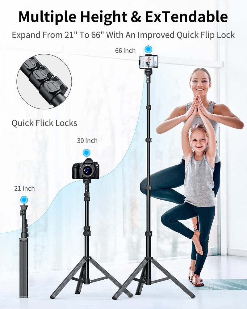  [AUSTRALIA] - NEXBOOM Phone Tripod - 66" [Stable & Portable] Phone Tripod Stand with Remote, Travel Tripod Compatible with iPhone 14 Pro Max 13 12,Samsung S22/ Camera/GoPro/Video Recording