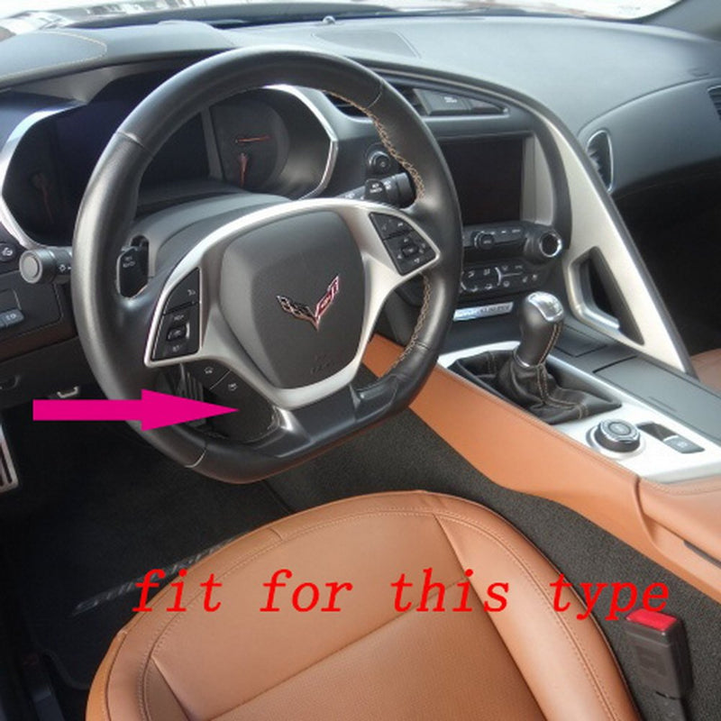  [AUSTRALIA] - Justautotrim Carbon Fiber Look Steering Wheel Cover molding Cover Trims Accessories for 2014 2015 2016 2017 2018 Chevrolet Corvette C7 (Small one) Small one
