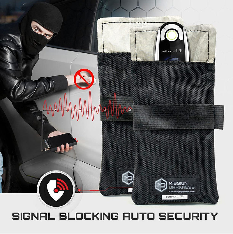  [AUSTRALIA] - Mission Darkness Faraday Bag for Keyfobs (2-Pack) // RF Shielding Protective Case for Smart Always On Keys Fobs Transmitters Small Electronics Vehicle Security Anti-Hacking Block Signal Relay