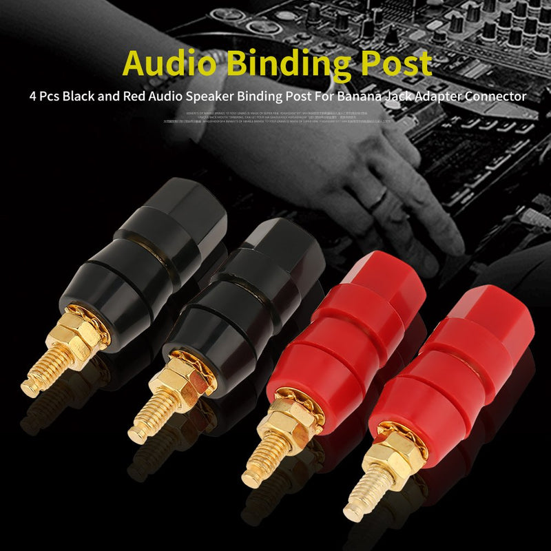  [AUSTRALIA] - 4 Pcs Banana Socket Test Probe Audio Speaker Terminal Binding Post Banana Plug Jack Socket Adapter Connector 4mm Panel Mount Banana Socket Black and Red