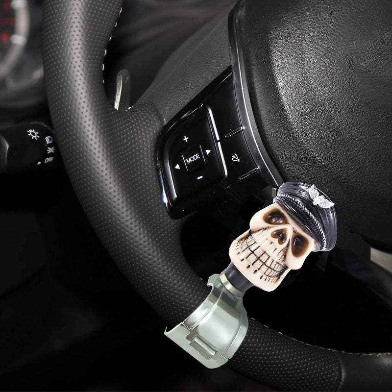  [AUSTRALIA] - Bashineng Skull Steering Wheel Spinner Power Handle Knob for Universal Fit Most of The Cars (Black)