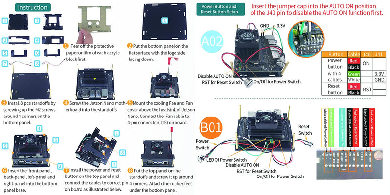  [AUSTRALIA] - Makeronics Acrylic Case/Enclosure (Clear Transparent) for Jetson Nano with Camera Case for B01 and A02 | Power & Reset Control Switch | Cooling Fan | Assembly Instruction Included 2. Transparent(Support B01 and A02)