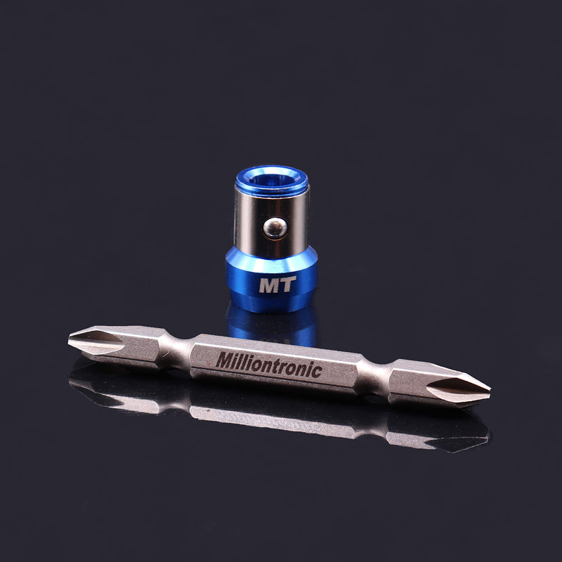  [AUSTRALIA] - 1 Magnetic Screwlock Sleeve and Double Head Phillips PH2 Screwdriver Bit. Accepts All 1/4" Screwdriver & Impact Bits. Precision CNC Machined S2 Steel & Aluminum. Strong Neodymium Magnet Rings Blue