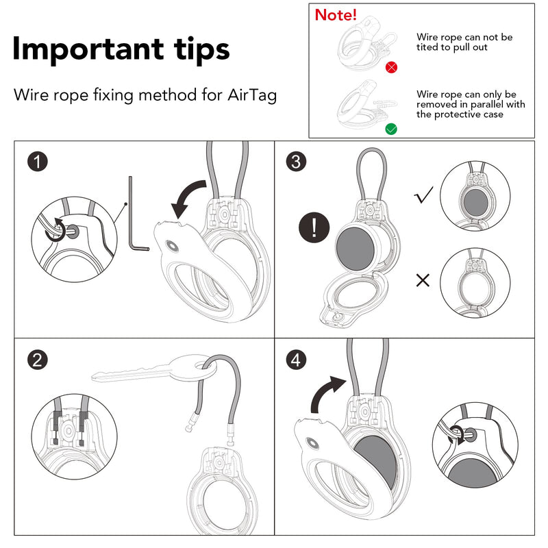  [AUSTRALIA] - Compatible with Apple AirTag Secure Holder with Wire Cable,Air Tag Lock Case Keychain Key Ring Key Chain Luggage tag for Keys, Luggage & More Men Women's Keyrings & Keychains