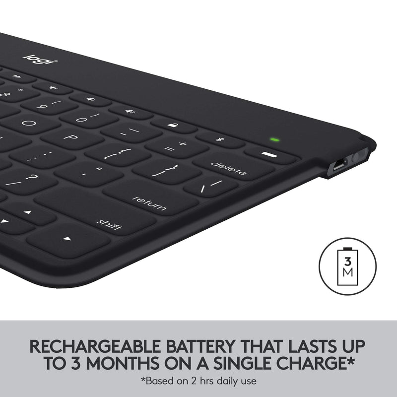  [AUSTRALIA] - Logitech Keys-to-Go Ultra-Portable, Stand-Alone Keyboard COMPATIBLE DEVICES all iOS devices including iPad, iPhone and Apple TV 920-006701 Black