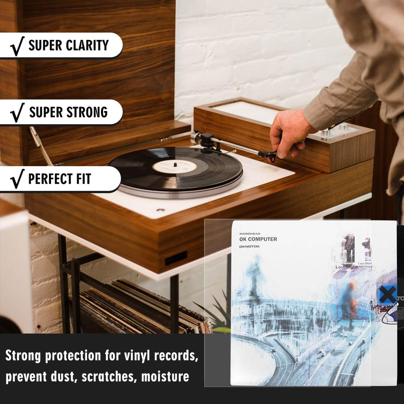  [AUSTRALIA] - Siveit Record Sleeves for Vinyl Record-50 Clear Plastic Protective Vinyl Record Outer Sleeves 4.7 Mil No-Acid -12.75" x 12.5" Record Sleeves Outer for 12" Single and Double LP Album Covers 50 Pack