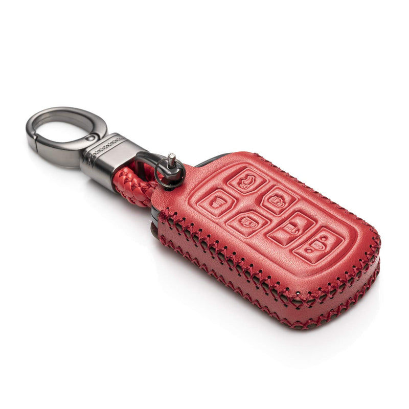  [AUSTRALIA] - Vitodeco Genuine Leather Smart Key Keyless Remote Entry Fob Case Cover with Key Chain for 2011-2019 Toyota Sienna (6 Buttons, Red) 6 Buttons