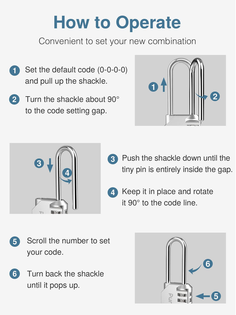  [AUSTRALIA] - Puroma 2 Pack 2.6 Inch Long Shackle Combination Lock 4 Digit Outdoor Waterproof Padlock for School Gym Locker, Sports Locker, Fence, Gate, Toolbox, Case, Hasp Storage (Silver) Silver