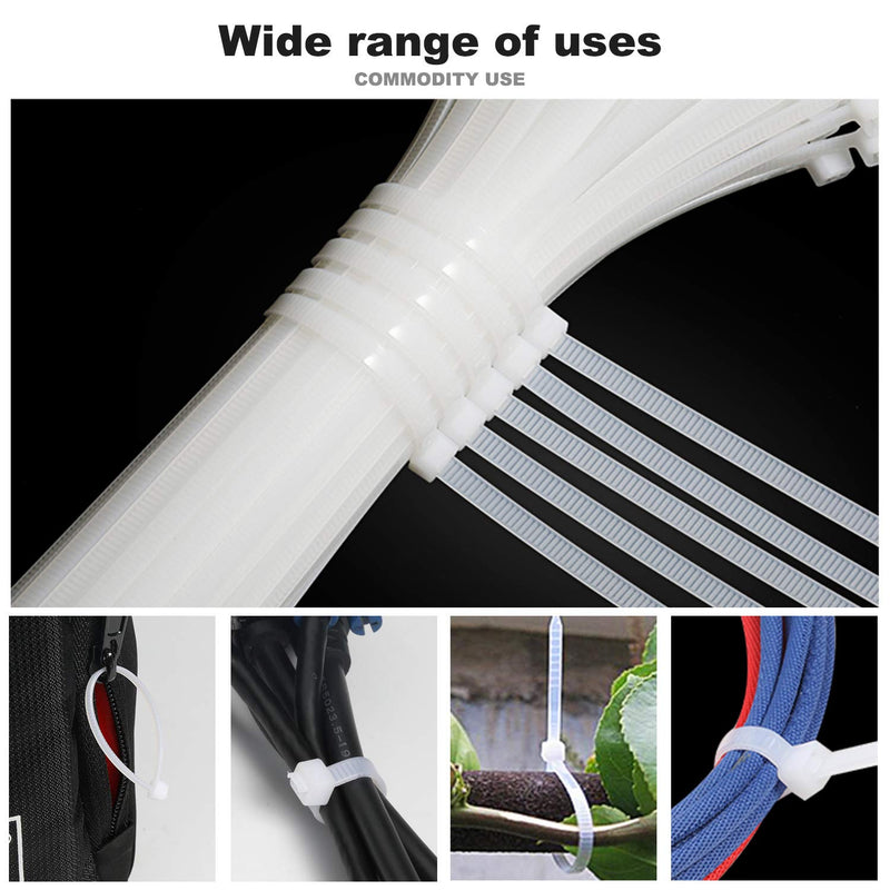  [AUSTRALIA] - Saisn 50pcs Zip Ties Adjustable Ultra Strong Plastic Cable Ties Nylon Self-Locking Wraps Ties Heavy Duty Clear Durable Zip Straps (18 Inch, White) 18 Inch, White