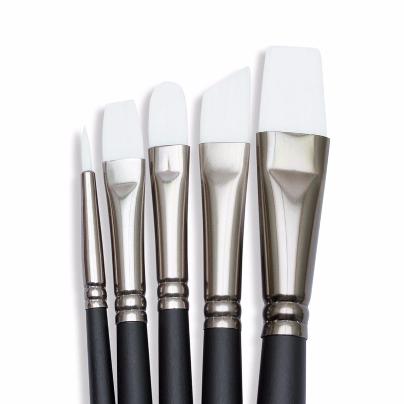  [AUSTRALIA] - Angelus Paint Brush Set Round Flat Angular Artist Acrylic Paint Brush Set Shoe paint Brush set (5 pcs)