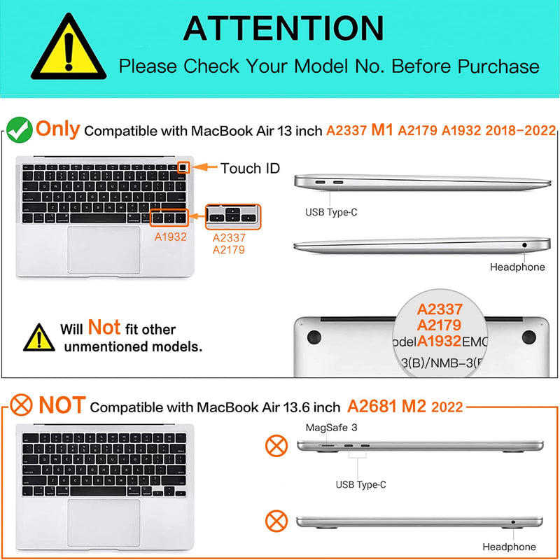  [AUSTRALIA] - MOSISO Compatible with MacBook Air 13 inch Case 2022, 2021-2018 Release A2337 M1 A2179 A1932 Retina Display Touch ID, Plastic Hard Shell&Keyboard Cover&Screen Protector&Storage Bag, Caramel Brown