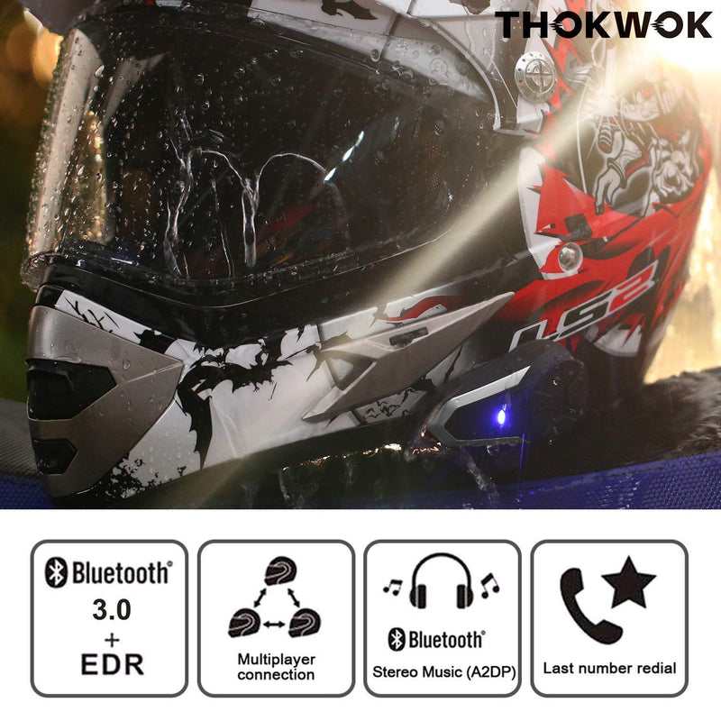  [AUSTRALIA] - THOKWOK Motorcycle Bluetooth Headset,BT-S3 1000m Helmet Headphones for Snowmobile Motorcycle Bluetooth Communication System Ski Intercom Up to 3 Riders(Soft Microphone,Pack 1)