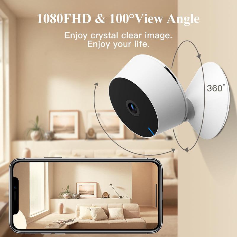 [AUSTRALIA] - ARENTI Indoor Security Camera, 1080P Dog Cam Pet Camera for Home Security, 2.4G WiFi Wired Camera for Baby/Elder/Pet, Motion Detection, Night Vision, 2-Way Talk, Works with Alexa & Google Assistant 1 PCS