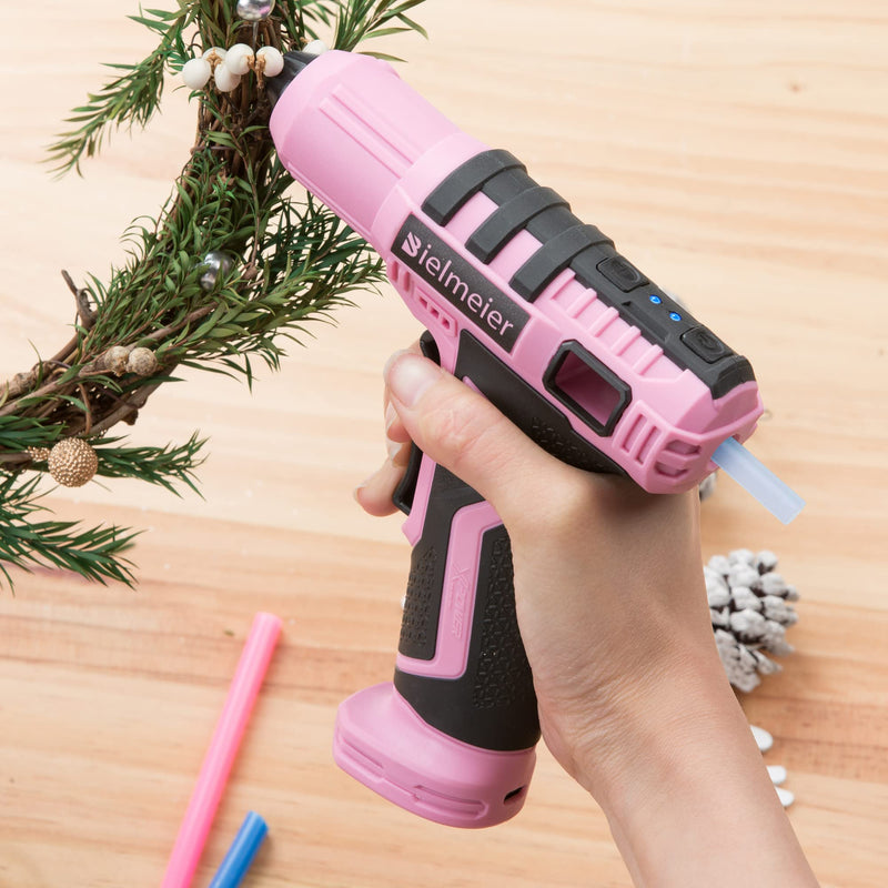  [AUSTRALIA] - Bielmeier Cordless Glue Gun 4V Hot Glue Gun Rechargeable, Pink Hot Glue Gun Kit with 28pcs Glue Sticks Automatic-Power-Off Mini Glue Gun for DIY, Art, Crafts, Decorations, Fast Repairs