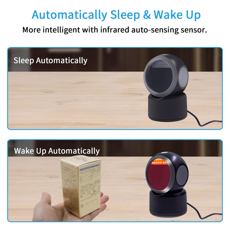 1D 2D QR Desktop Barcode Scanner, Symcode Omnidirectional Hands-Free Automatic USB Barcode Reader Scanner, Capture Barcodes from Mobile Phone Screen, Automatic Image Sensing Barcode Scanner - LeoForward Australia