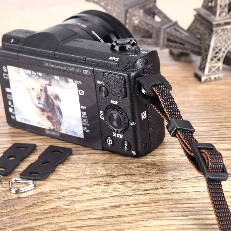  [AUSTRALIA] - VKO Leather Protector Cover Pad Lug Ring Camera Strap Triangle Split Ring Hook Compatible with Sony Canon Nikon D-SLR Rangefinder Mirrorless Camera W/Round Eyelet