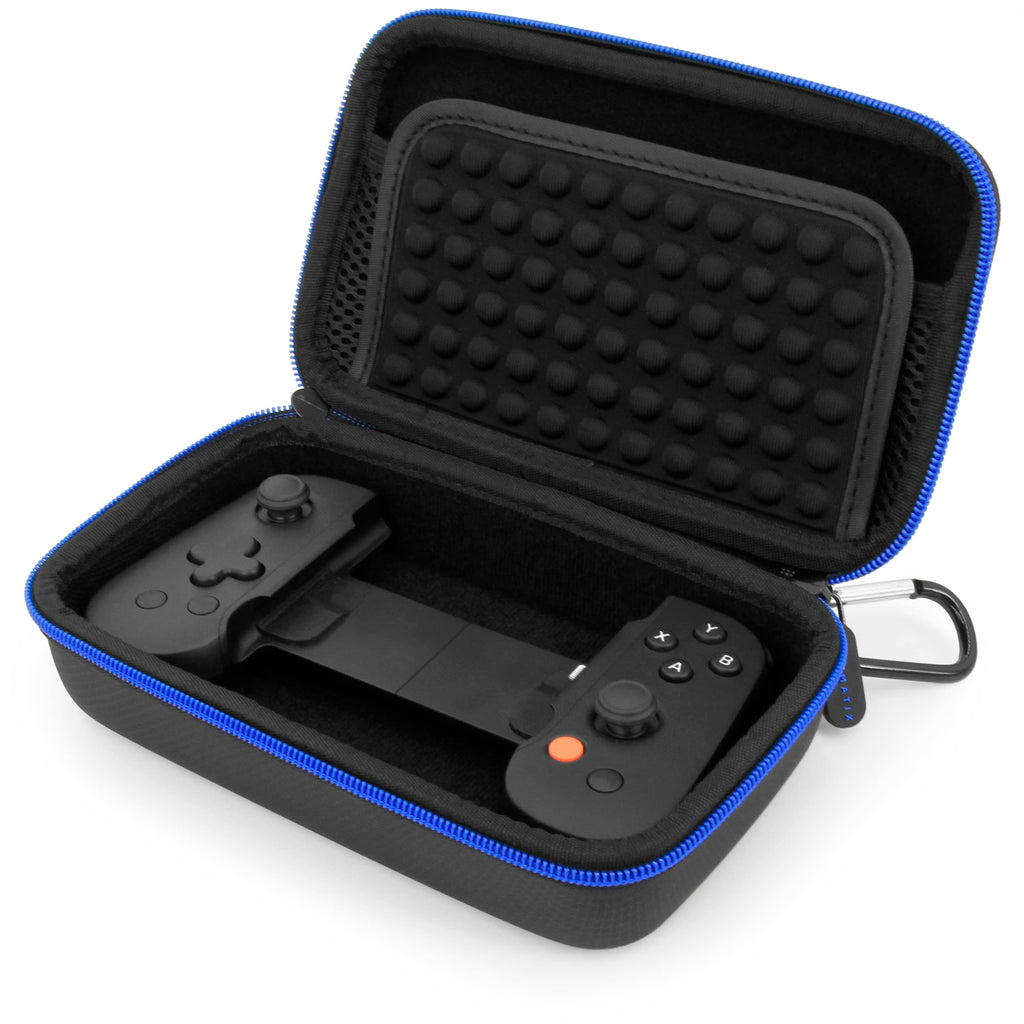  [AUSTRALIA] - CASEMATIX Phone Controller Case Compatible with Backbone One Mobile Gaming Controller and Gaming Accessories, Impact Resistant Exterior With Padded Divider, Carabiner and Wrist Strap