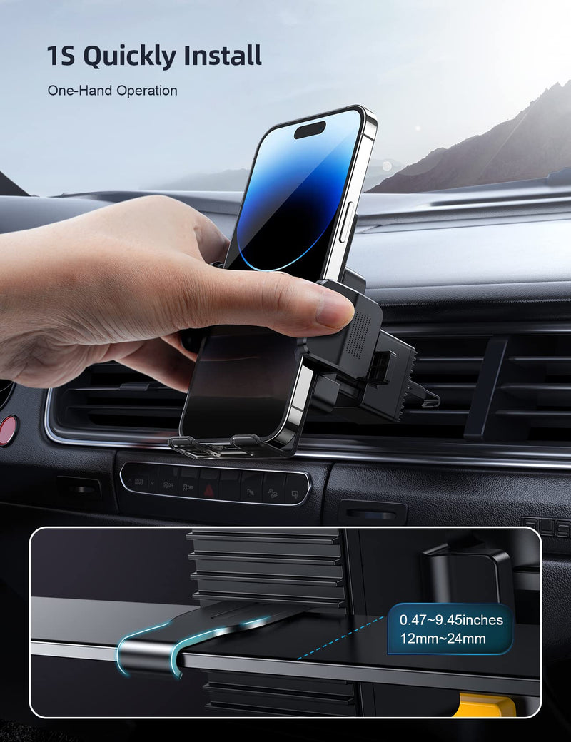  [AUSTRALIA] - Lamicall Car Vent Phone Mount Phone Holder for Car Air Vent Clip in Vehicle [Big Phone & Thick Cases Friendly] Hands Free Cell Phone Automobile Clamp Cradles, Fit for All iPhone Samsung Phones Black