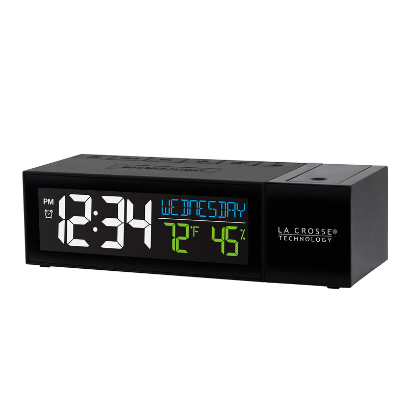  [AUSTRALIA] - La Crosse Technology 616-1950-INT Pop-Up Bar Projection Alarm Clock with USB Charging Port, Standard, Black